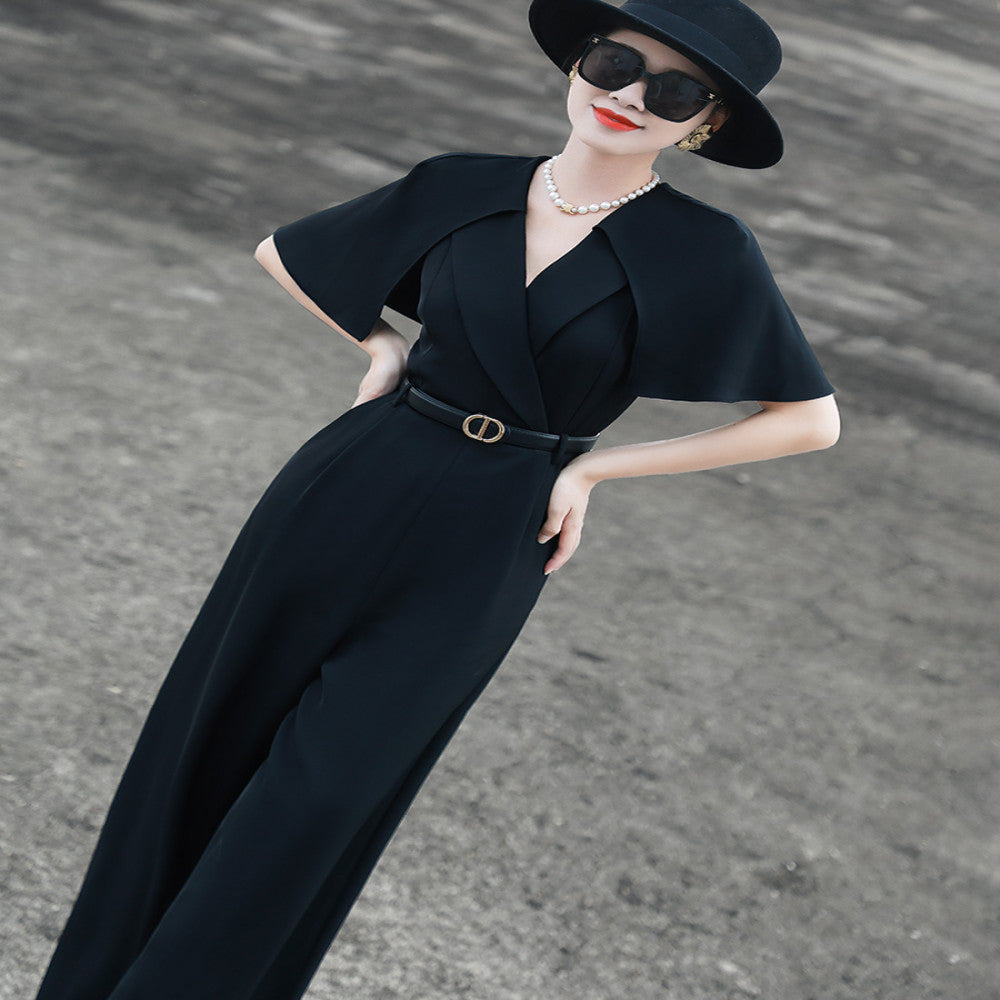 Lanser 2025 Summer New Style High End Commuter Wide Leg Pants with Cloak Splicing High Waist and Slimming jumpsuit image 13