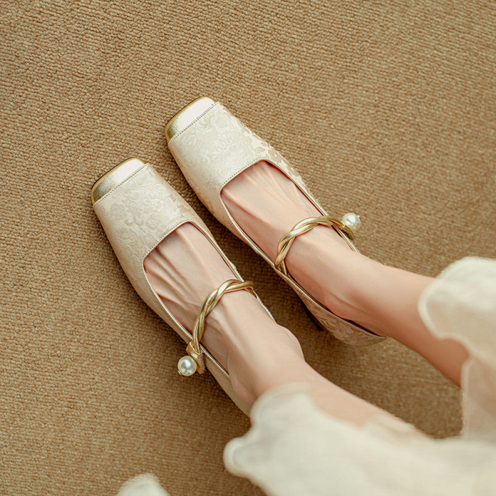 Mu Xiaoxi WvavW New Chinese Style Qipao High Heels Embroidered Satin Square Head French Mary Jane Single Shoes image 29