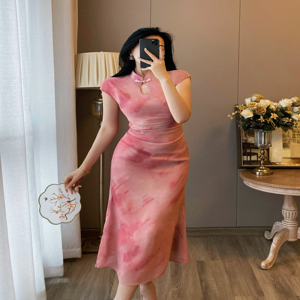 New Chinese style modified cheongsam dress for women in summer 2025 super beautiful and stylish slim and retro long skirt image 0
