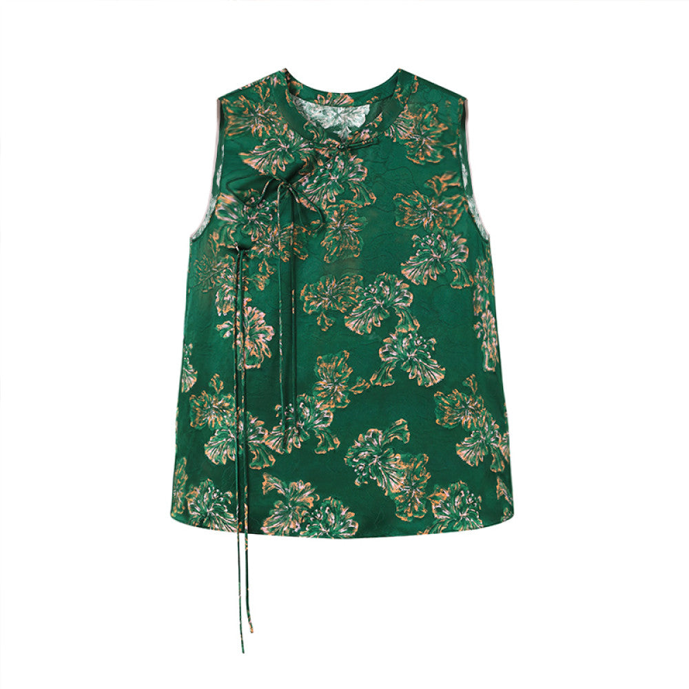 Ruyi Lianyun Summer Silk Blended Slant Hemp Jacquard Shirt for Women New Chinese Style Chinese Style Retro Lace up and Buckle Top image 16