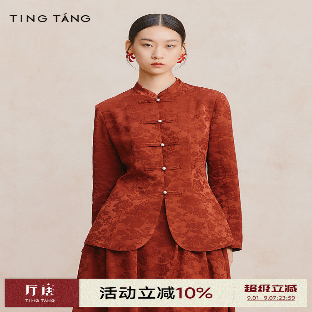Tingtang New Chinese style Wedding Dress Top Red Retro Engagement Dress Toast Dress Show He Dress image 1