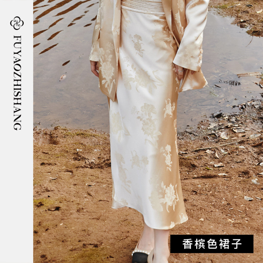 FUYAO rocking jacquard new Chinese high end acetate suit set feminine temperament gentle Chinese style casual suit image 18