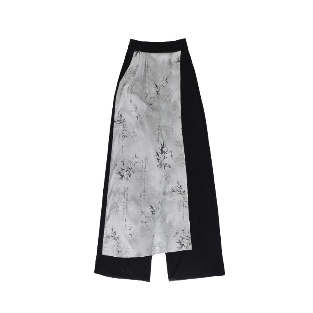 APOZi collection Simulated Time series New Chinese style ink wash print straight loose wide leg pants for women image 13