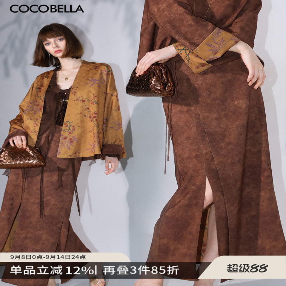 COCOBELLA imitation Xiangyun yarn double sided different color jacquard skirt new Chinese style long skirt HS0055 image 1