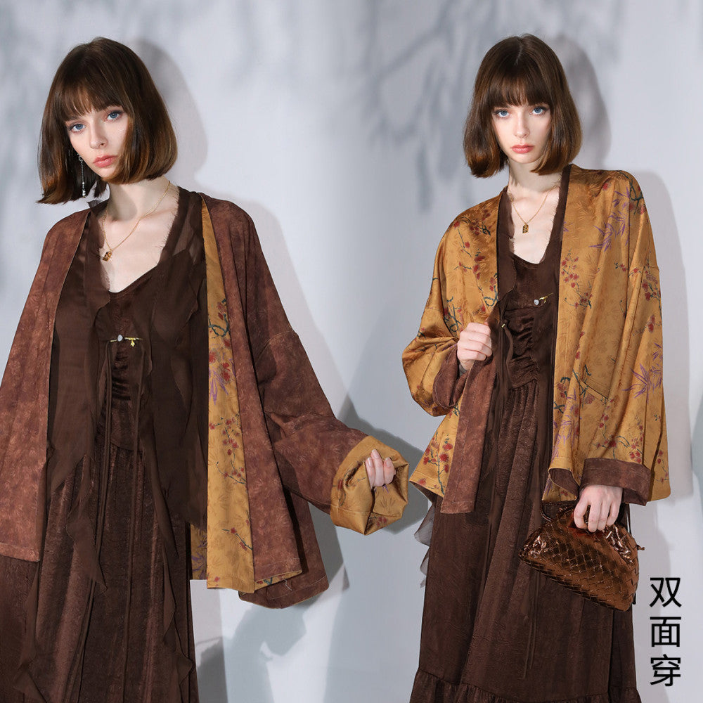 COCOBELLA imitation Xiangyun yarn double sided different color jacquard skirt new Chinese style long skirt HS0055 image 17