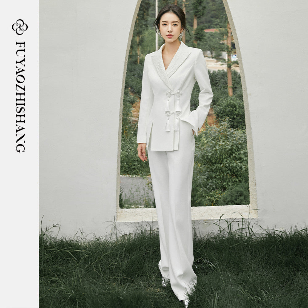 FUYAO Chinese style suit jacket women s autumn new design tassel buckle lapel suit long sleeved top image 33
