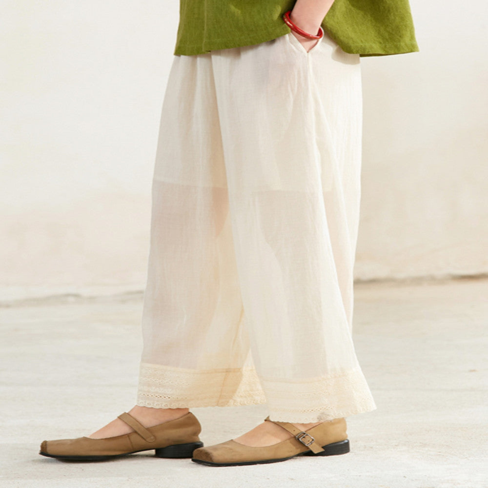 Thank you Tangyu Jixiangyu er Original Clear Horse Cotton Splicing Hollow Lace Lace Versatile Pants image 3