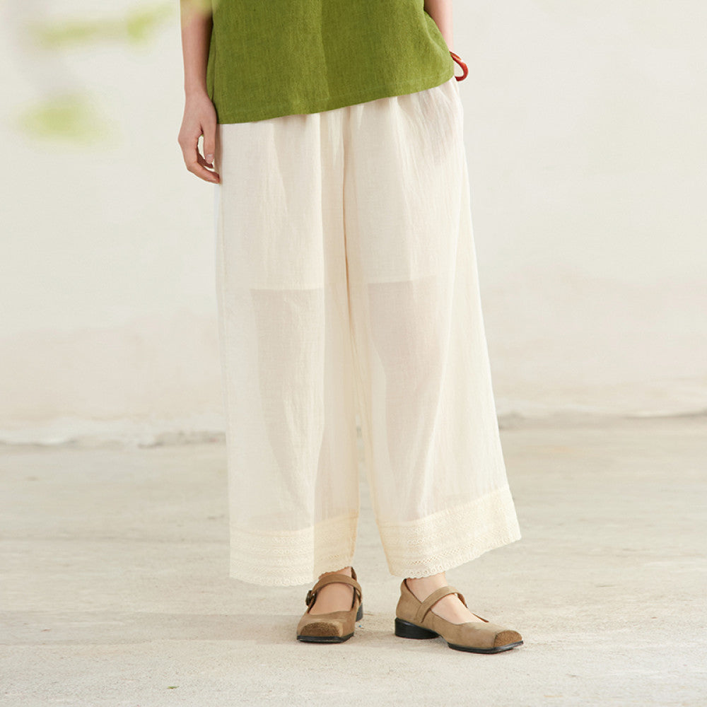 Thank you Tangyu Jixiangyu er Original Clear Horse Cotton Splicing Hollow Lace Lace Versatile Pants image 13