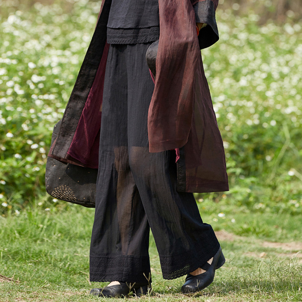 Thank you Tangyu Jixiangyu er Original Clear Horse Cotton Splicing Hollow Lace Lace Versatile Pants image 29