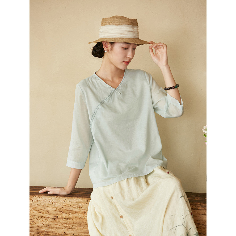 Wanlang Jixiangyu er Original Cotton Handmade Hook Lace Cross Collar Buckle Art New Chinese style Small Top for Women image 25