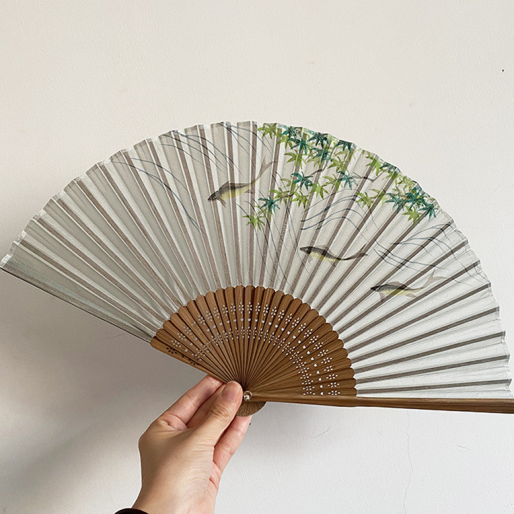 Export to Japan original order tail order Japanese style fan silk hand painted 7 inch Chinese style can be paired with Hanfu yukata image 12