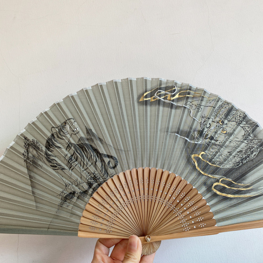 ASAYA3349 Silk Fan with Various Prints