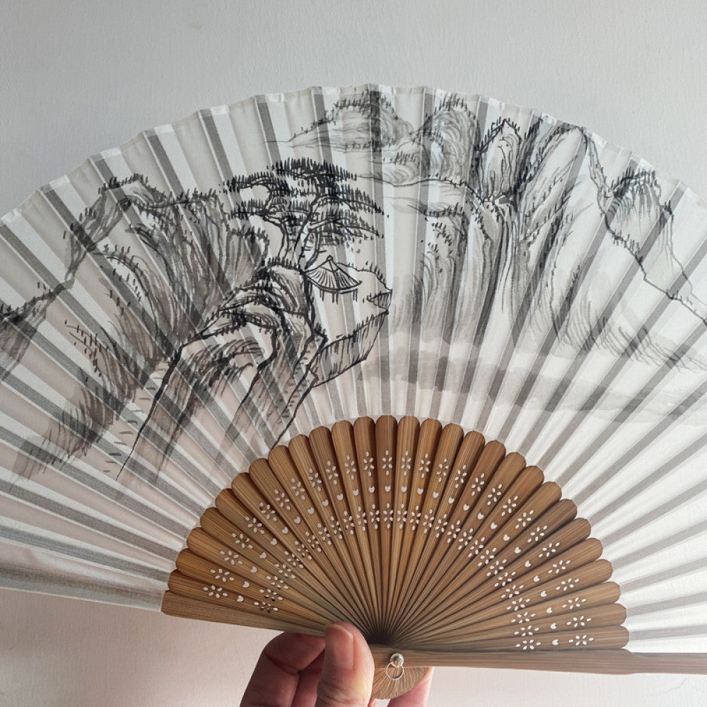 Export to Japan original order tail order Japanese style fan silk hand painted 7 inch Chinese style can be paired with Hanfu yukata image 33