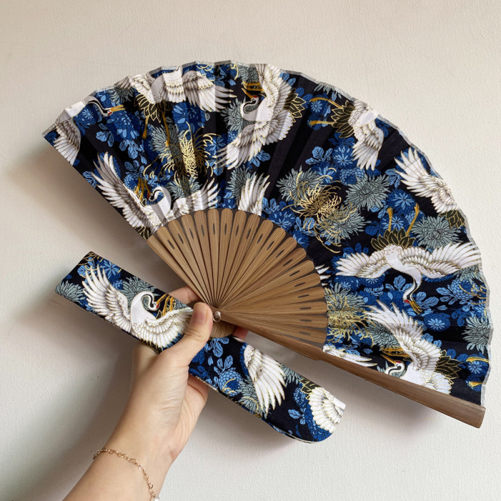 Export to Japan original order tail order original factory Japanese style fan hot stamping crane Chinese style can be paired with Hanfu yukata image 8