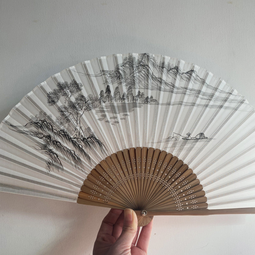 Export to Japan original order tail order Japanese style fan silk hand painted 7 inch Chinese style can be paired with Hanfu yukata image 37