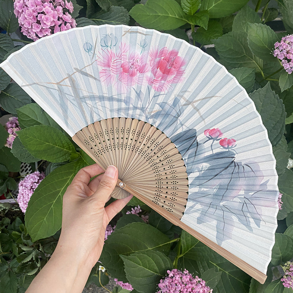 Export to Japan original order tail order Japanese style fan silk hand painted 7 inch Chinese style can be paired with Hanfu yukata image 91