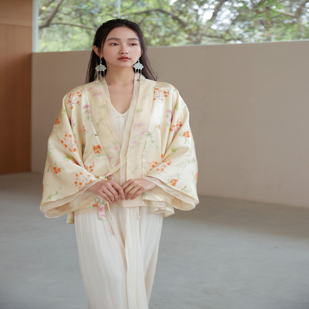 Double sided three dimensional jacquard silk fabric Lyocell organza new Chinese style jacket image 15