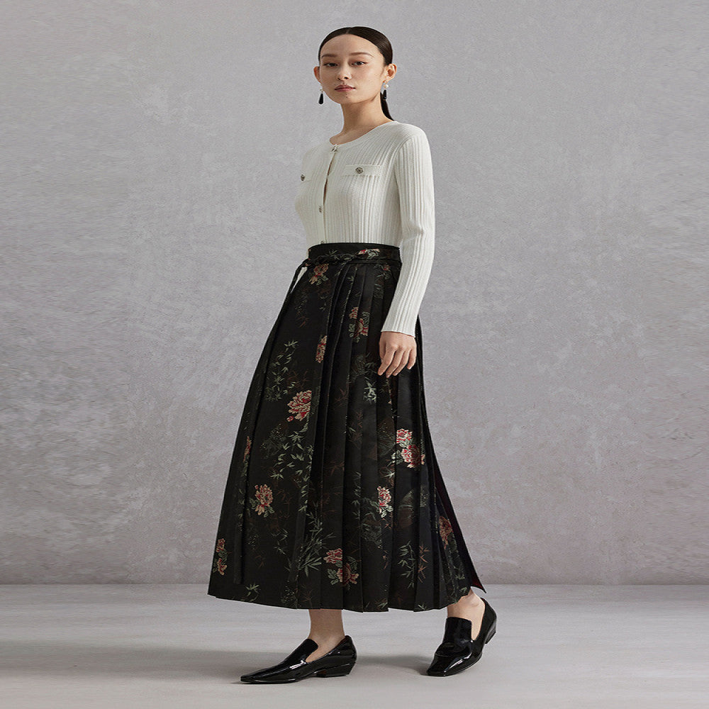 Same style Naivee autumn new Chinese style vertical jacquard modified horse face skirt half skirt in the mall image 2