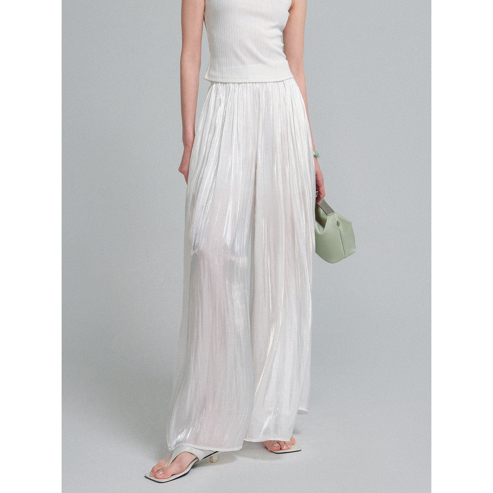 KOHS Summer BI Fresh Vacation Gilded Texture Elegant Wide Leg Pants High Waist Ice Silk Thin Skirt Pants image 32