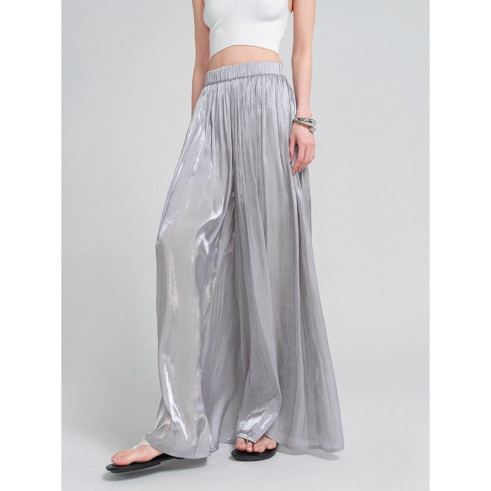 KOHS Summer BI Fresh Vacation Gilded Texture Elegant Wide Leg Pants High Waist Ice Silk Thin Skirt Pants image 38