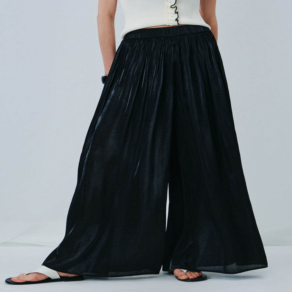 KOHS Summer BI Fresh Vacation Gilded Texture Elegant Wide Leg Pants High Waist Ice Silk Thin Skirt Pants image 49
