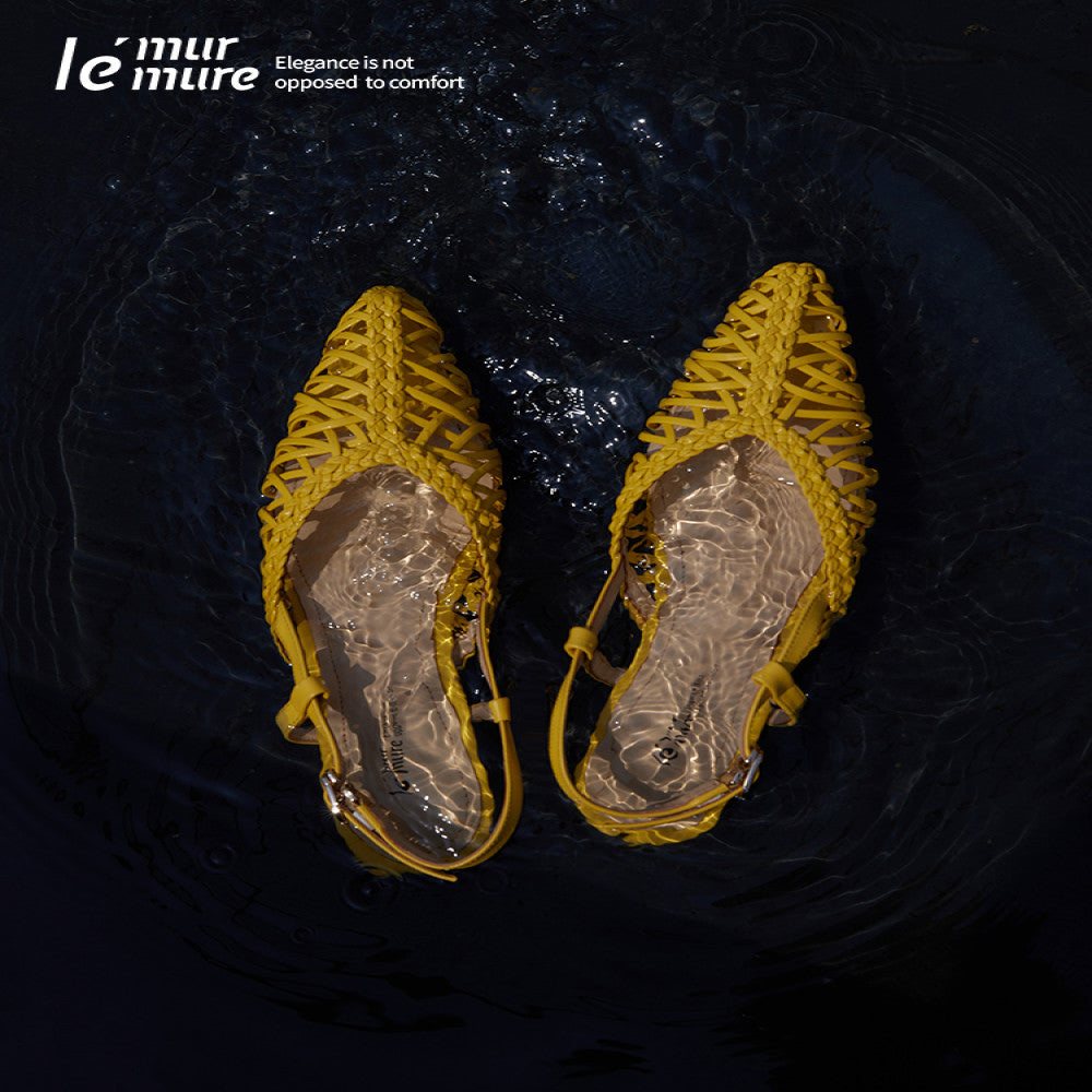 Le Murmure Simple and Elegant Style Designer Pure Hand woven Multi color Pointed Toe Comfortable Sandals for Women image 1