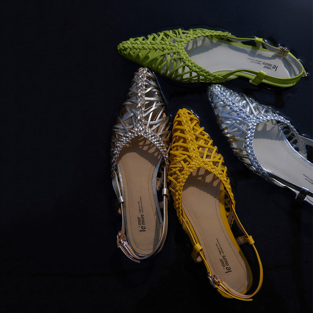 Le Murmure Simple and Elegant Style Designer Pure Hand woven Multi color Pointed Toe Comfortable Sandals for Women image 6