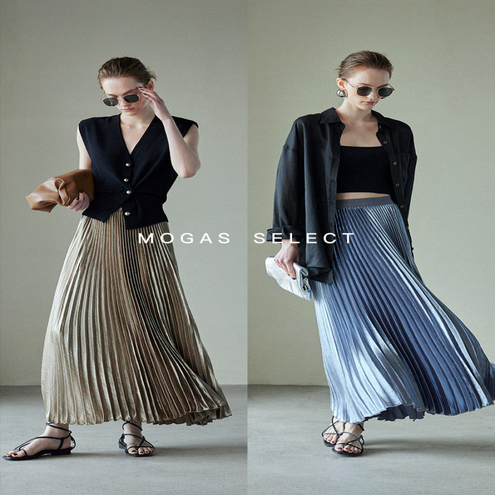 Spot Mogas Gilded Mermaid Ji Heavy Industry High Definition Three Dimensional Folded Half Body Skirt with Hanging Feel Hundred Fold Skirt for Women Summer image 2