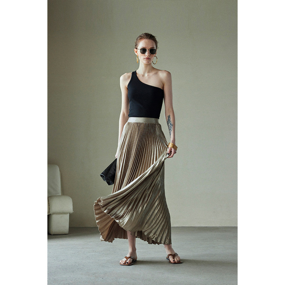 Spot Mogas Gilded Mermaid Ji Heavy Industry High Definition Three Dimensional Folded Half Body Skirt with Hanging Feel Hundred Fold Skirt for Women Summer image 31