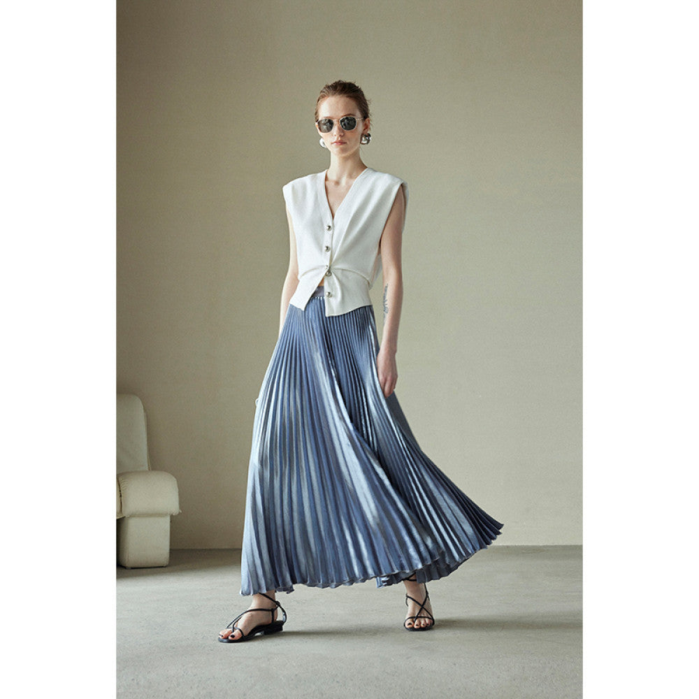 Spot Mogas Gilded Mermaid Ji Heavy Industry High Definition Three Dimensional Folded Half Body Skirt with Hanging Feel Hundred Fold Skirt for Women Summer image 38