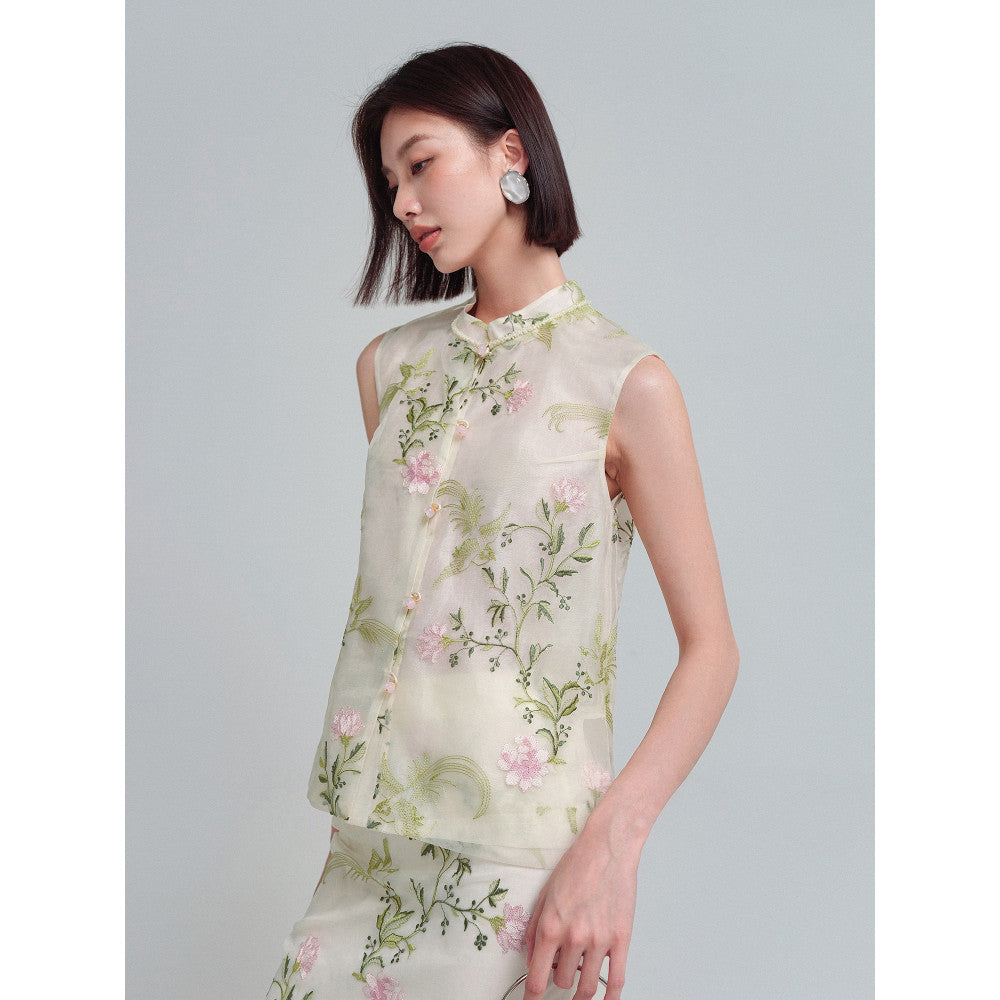 KOHS Jade Manhua New Chinese Style Vest Heavy Industry Eugen Embroidery Thin Half Skirt Set image 6