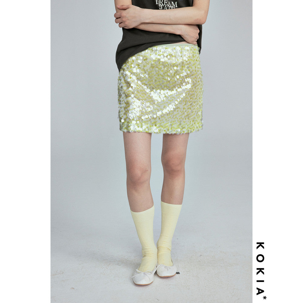 KOKIA spot broadway stunning light luxury hazy water light sequins mint mambo short skirt in two colors image 7