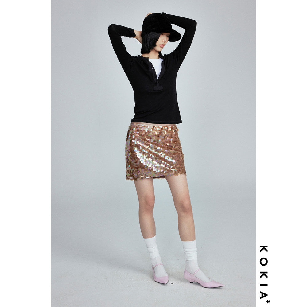 KOKIA spot broadway stunning light luxury hazy water light sequins mint mambo short skirt in two colors image 9
