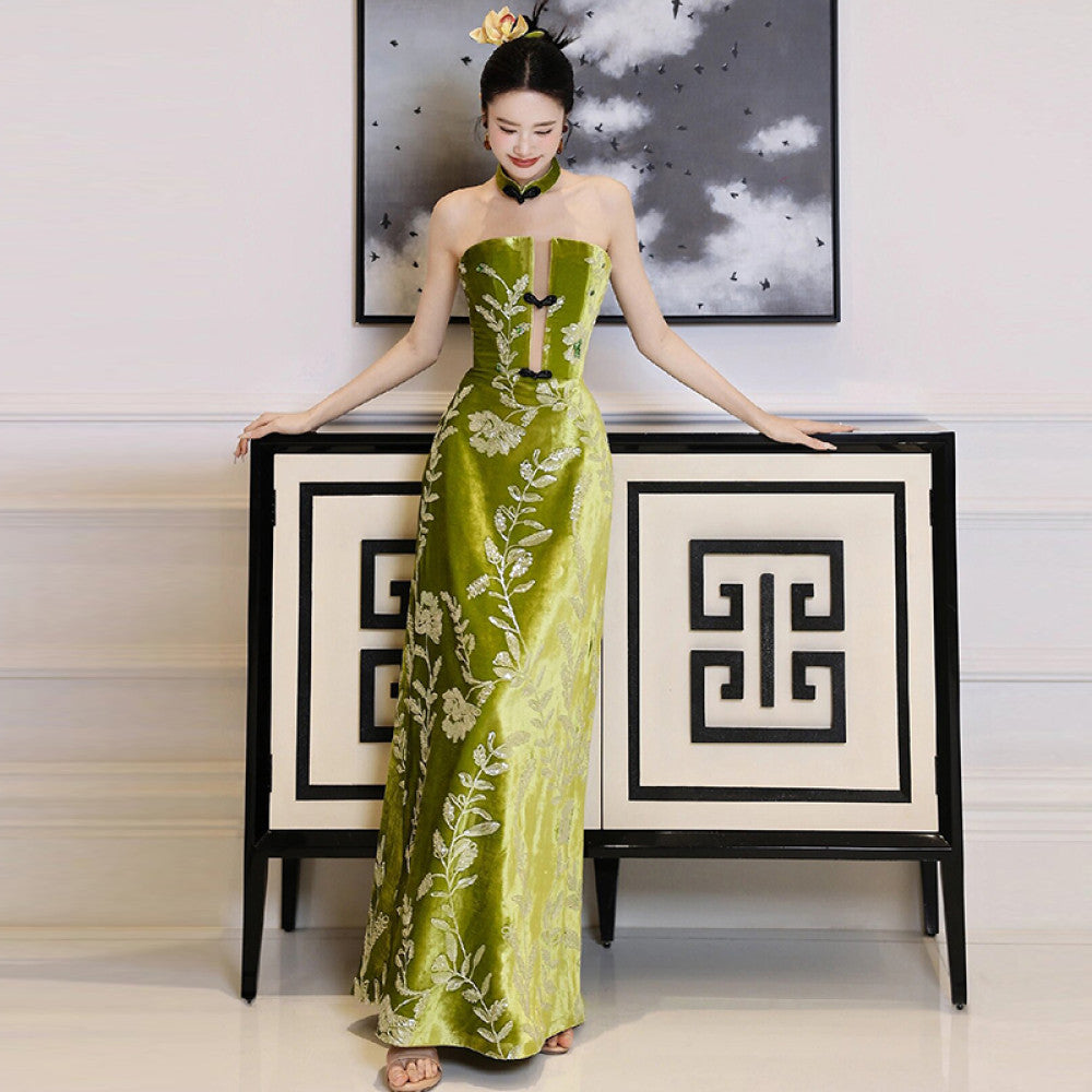 ASAYA3252 Vintage bridal toast dress high-end heavy
