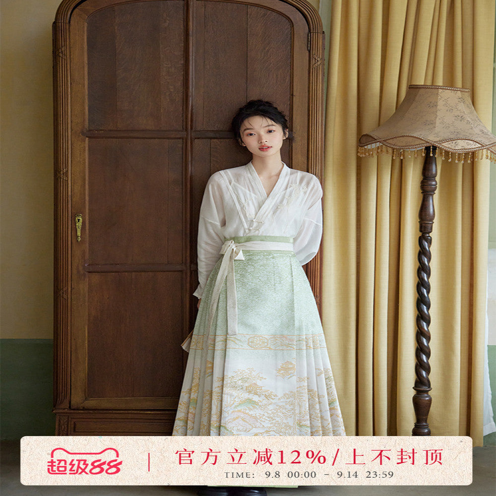 Original Hanfu Shuli Nian Nian Nian Hanfu Original Hanfu Shuli Nian Nian Nian Nian Nian You Can Wear Ma Mian Skirt Women s Set Round Neck Short Shirt Autumn 2024 image 1