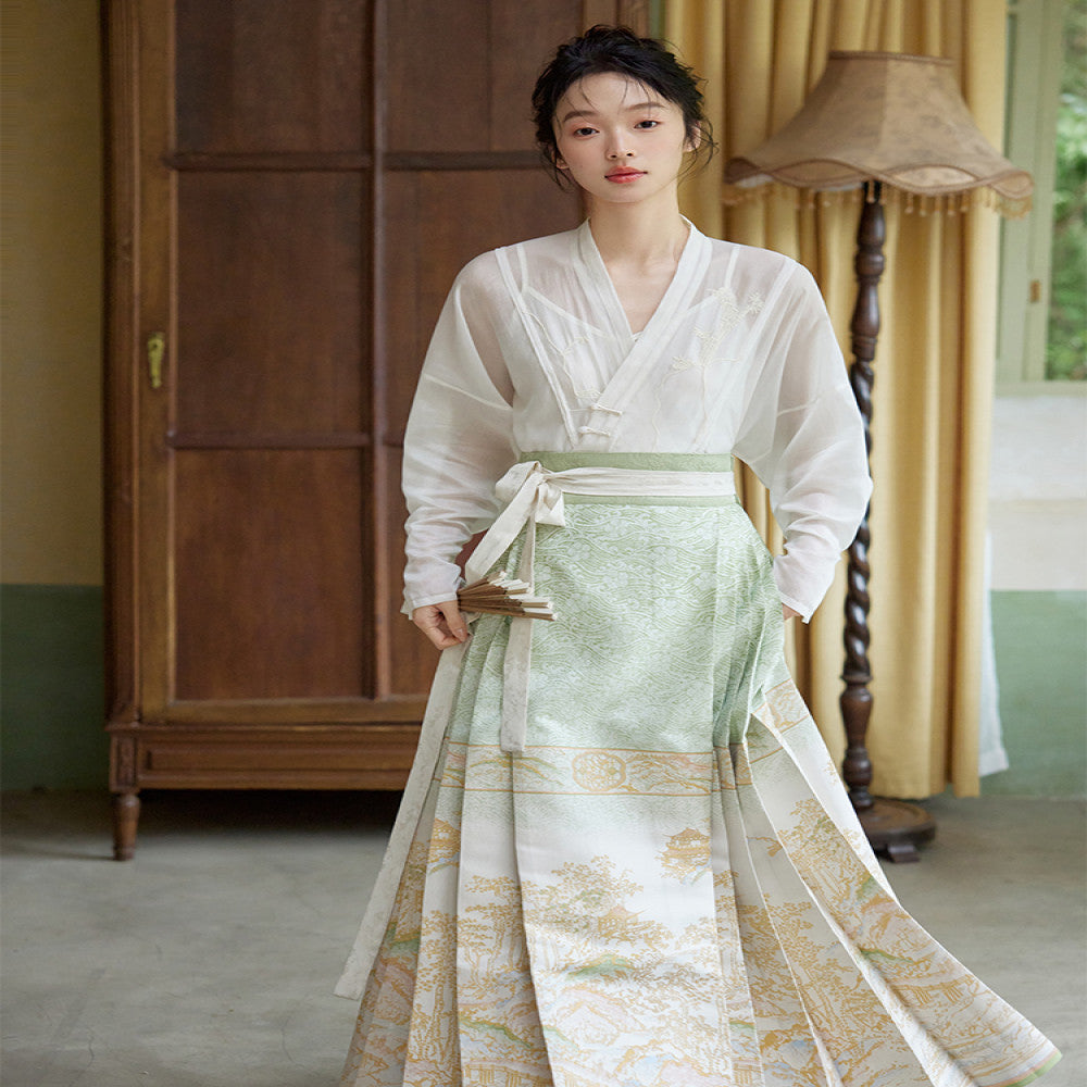 Original Hanfu Shuli Nian Nian Nian Hanfu Original Hanfu Shuli Nian Nian Nian Nian Nian You Can Wear Ma Mian Skirt Women s Set Round Neck Short Shirt Autumn 2024 image 68