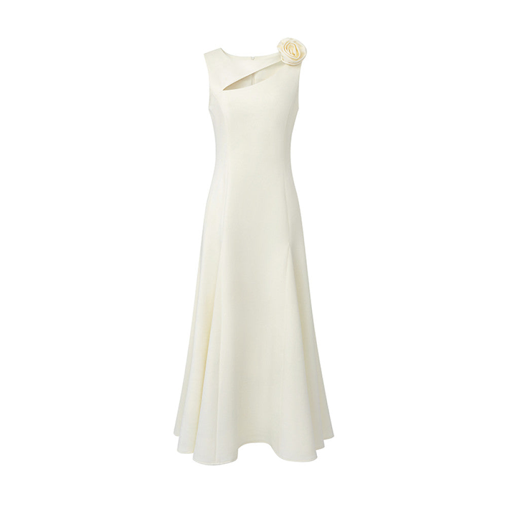 SUK Elegant Festival 2025 New White High end Temperament Black Sleeveless Dress Women s Summer Long Style image 8