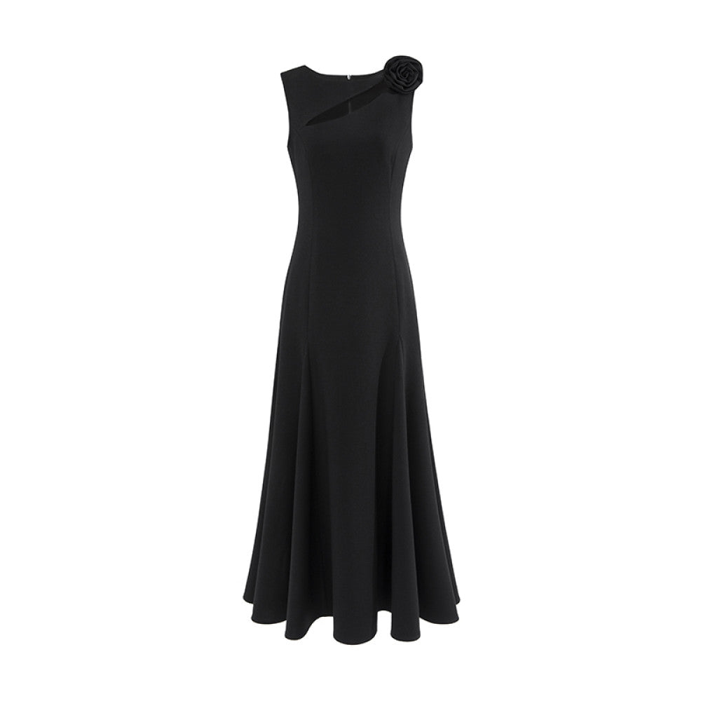 SUK Elegant Festival 2025 New White High end Temperament Black Sleeveless Dress Women s Summer Long Style image 17