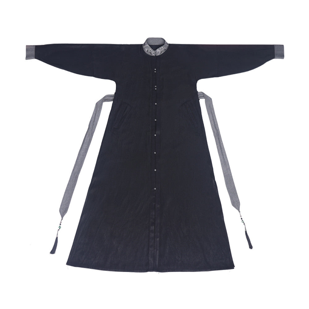 Dreaming Together Trending Together Creating Chinese Style Original Improvement Stand up Collar Hanfu Dress Long Shirt Commuting Daily Work Wearing Spring and Autumn image 17