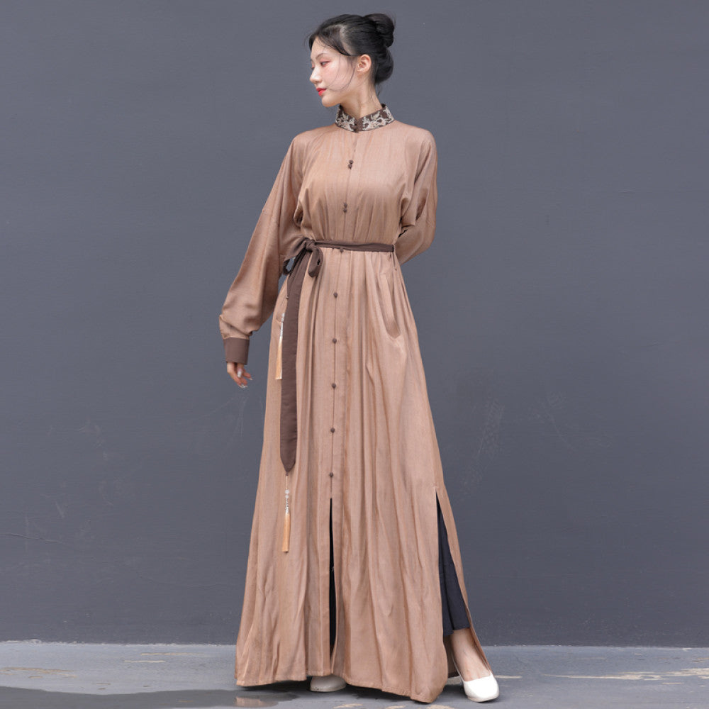 Dreaming Together Trending Together Creating Chinese Style Original Improvement Stand up Collar Hanfu Dress Long Shirt Commuting Daily Work Wearing Spring and Autumn image 41