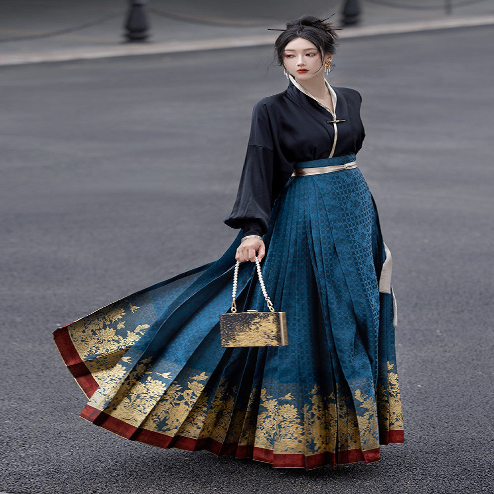 Dreamlike national color peony red border woven gold 6 meter daily Hanfu set engagement toast dress looks slim and long horse face skirt image 33