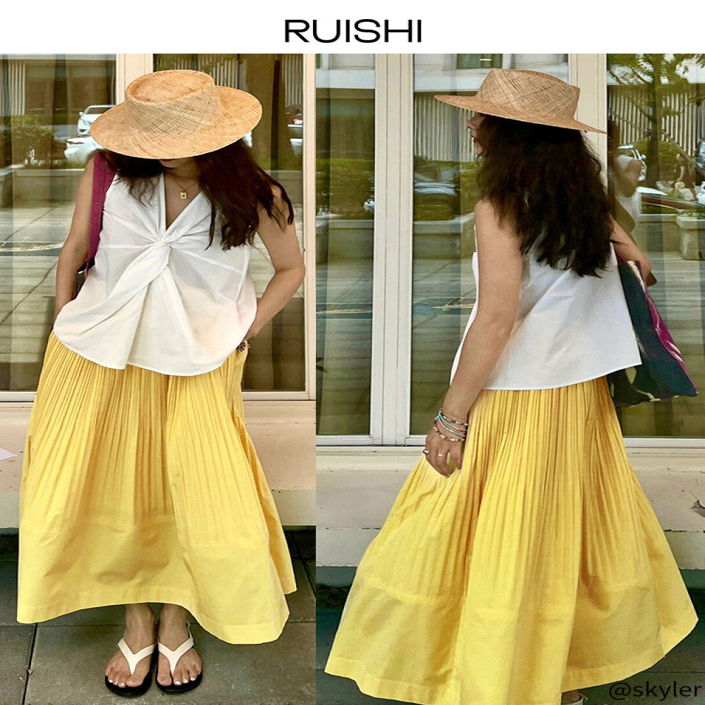 Celebrity style RUISHI Heavy Industry architectural pleated wood ear A line skirt for women in spring and summer image 4