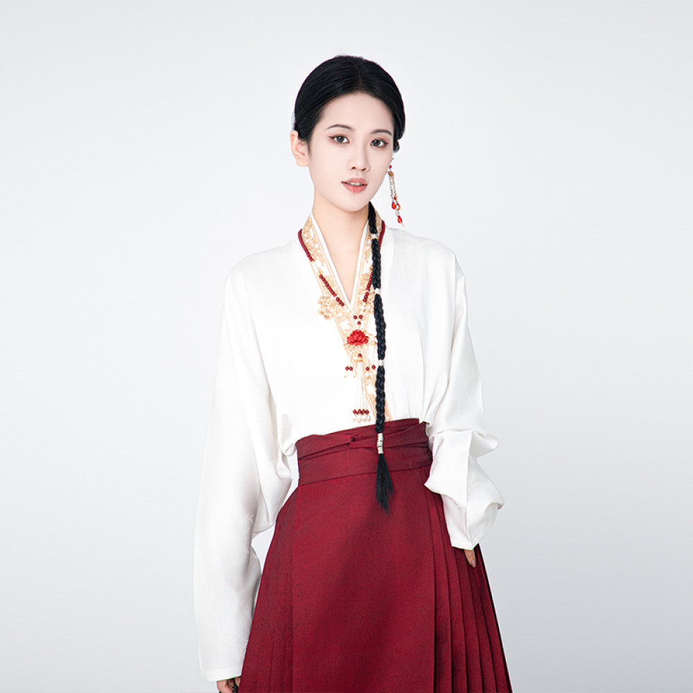 Chen Xueji s First Sight Happiness Original Chinese Style Element Half Body Skirt Ming Hanfu Women s Horse Face Skirt Wedding Dress Gift Dress Women image 15