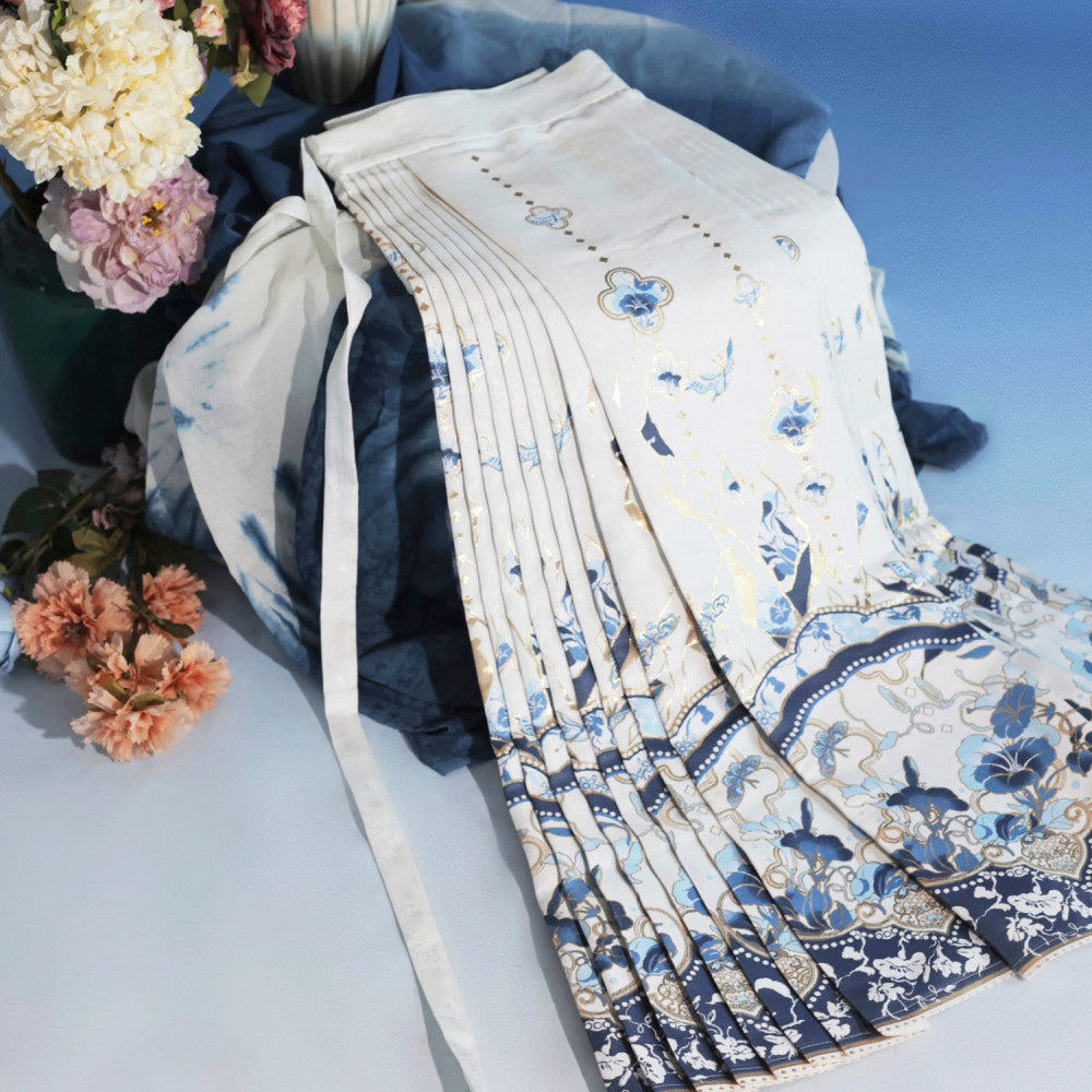 Chenxue Collection Blue and White Porcelain Original Makeup Imitation Flower Ming New Chinese style Horse Face Skirt Original Chinese Style Skirt Hanfu Women image 29