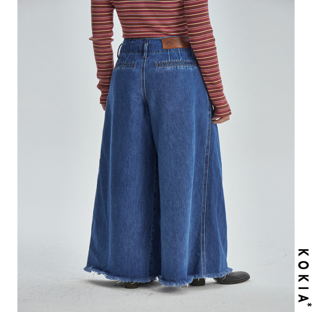 KOKIA Spot Heavy Industry High Waist pleated fringed Umbrella Wide Leg Jeans image 4