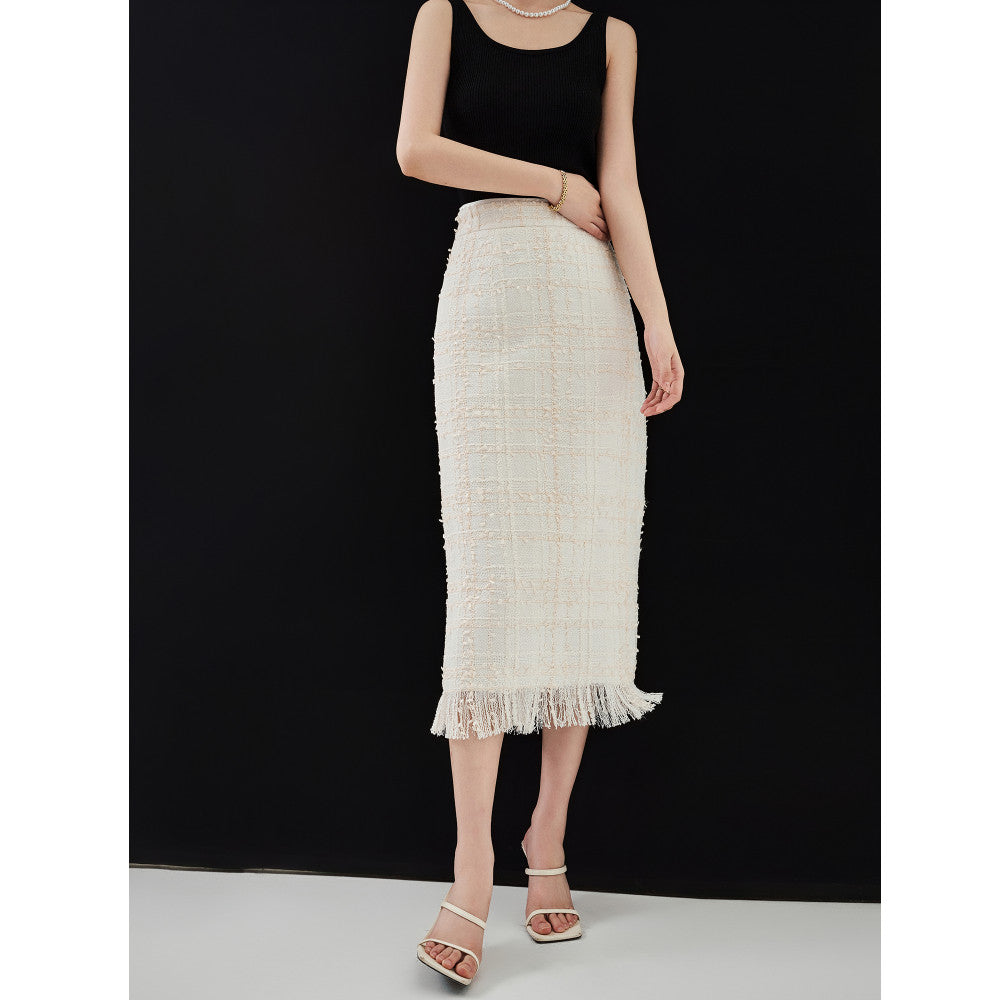 AIYUTONG French Light Luxury High Ding Spring and Autumn New Style Tassel High Waist Straight Tube Small Fragrant Half length Skirt for Women image 12