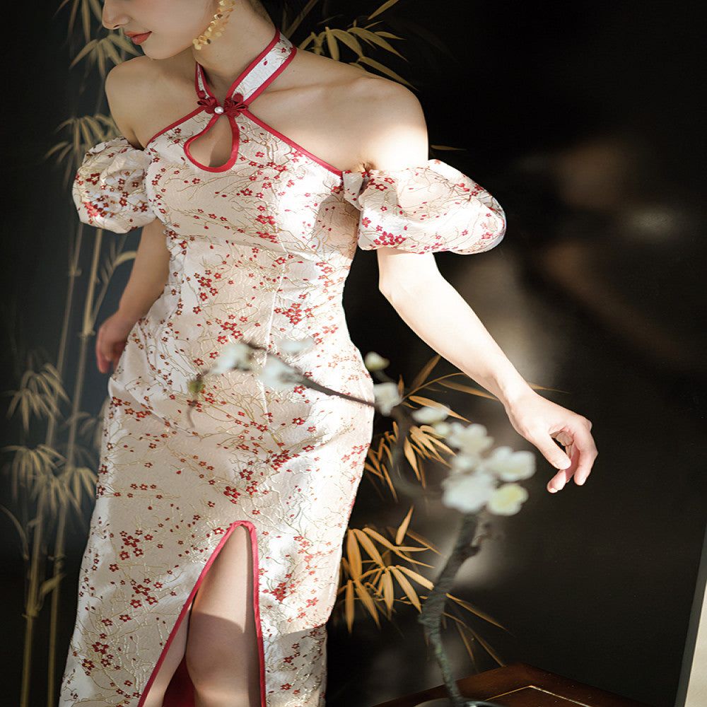 Moye New Chinese style Huanmei Neck Hanging Improved Fashion Original Cheongsam Bridal Wedding Toast Dress Engagement Certificate image 4