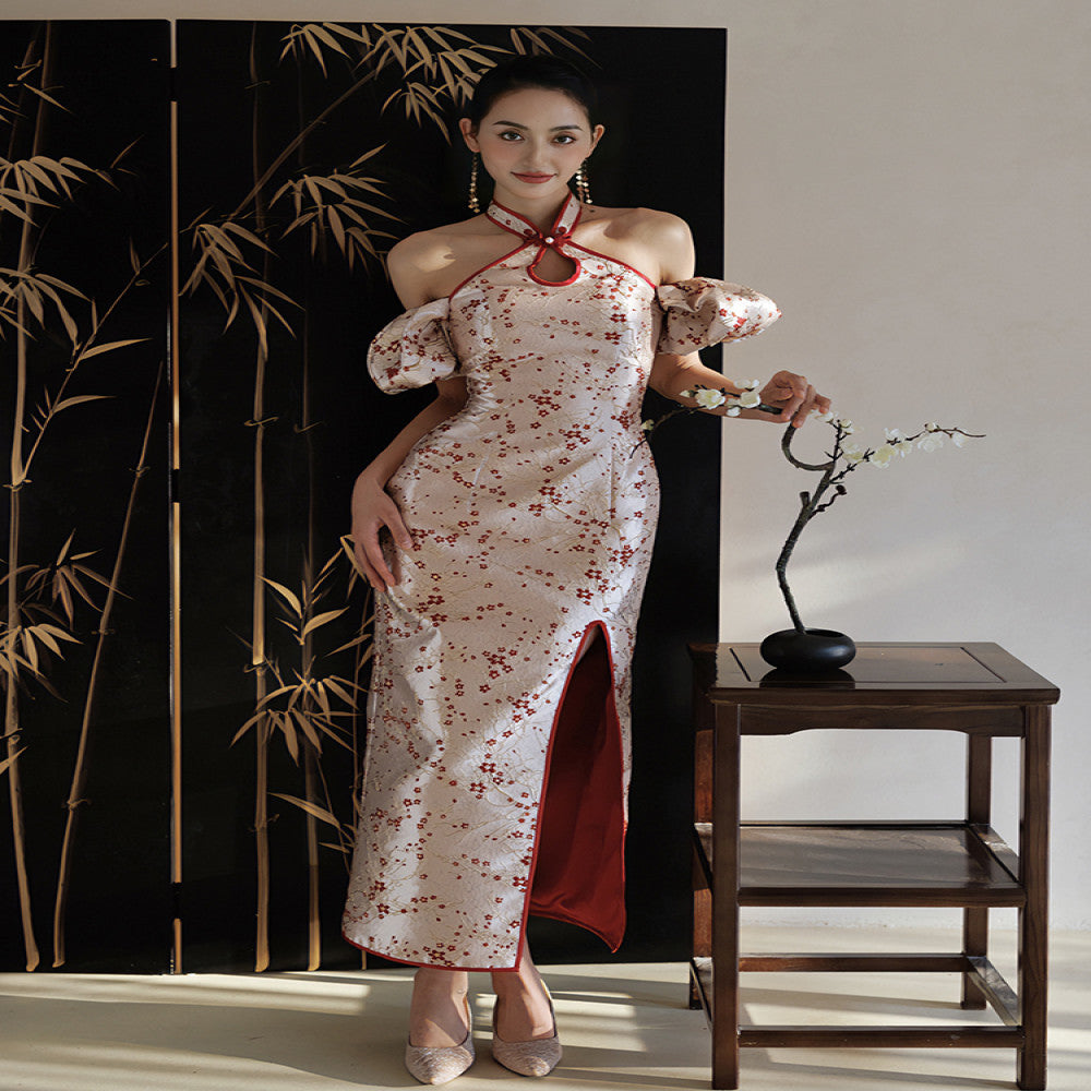 Moye New Chinese style Huanmei Neck Hanging Improved Fashion Original Cheongsam Bridal Wedding Toast Dress Engagement Certificate image 0