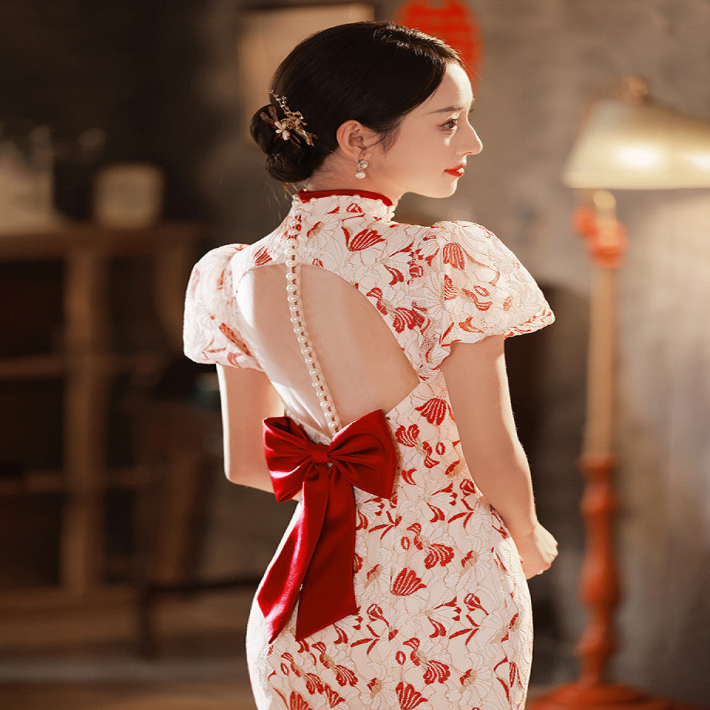 Cheongsam Toast Dress Bridal Female Autumn Chinese Engagement Dress Dress Small Man Casual Dress Wedding Fish Tail image 0