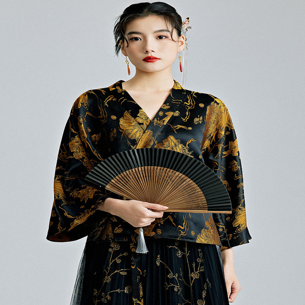 Moyu 2024 Spring Summer New Chinese Style Retro Improved Han Elements Jacquard Tea Clothes New Chinese Hanfu Top image 2